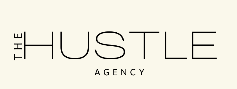 The Hustle Agency Main Logo with black text and stone background